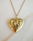 Nostalgic Heart Initial Open Locket Necklace