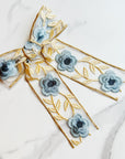 Lacey Flower Embroidered Bow Hair Clip