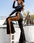 GJG Denim Texas Sun Bell Bottom Jeans with Brown Fringe