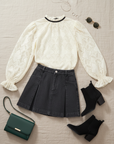 Precious Look Ivory Woven Lace Top