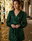 Miss Sparkling |Sequin Wrap Dress