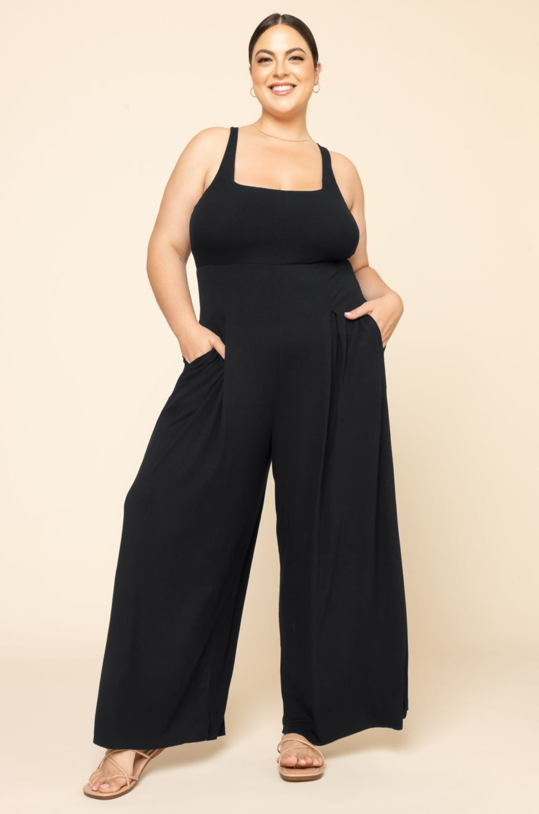 Full Size Go with the Flow Jumpsuit - Black