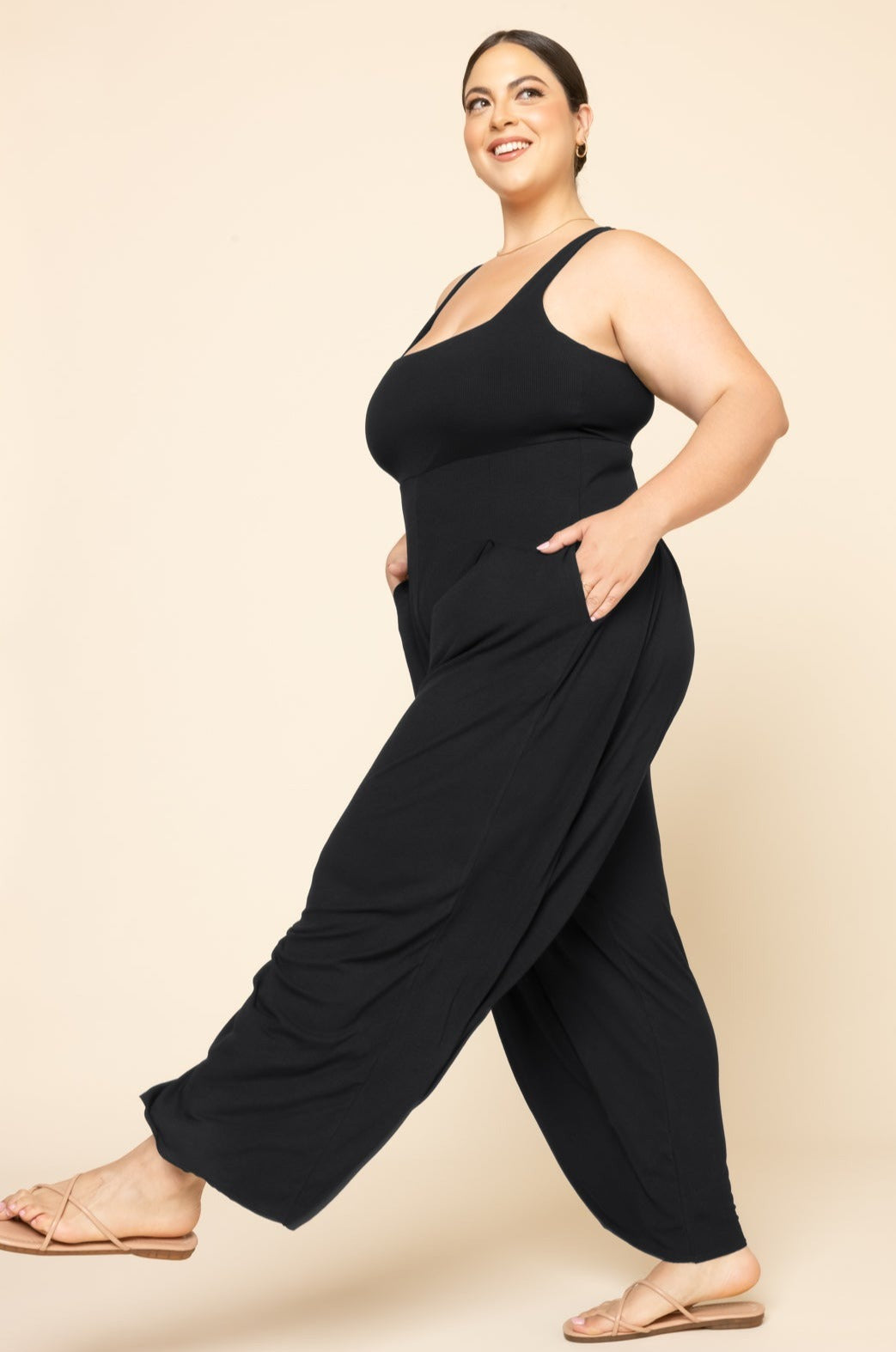 Full Size Go with the Flow Jumpsuit - Black