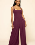 POPFLEX Full Size Go with the Flow Jumpsuit - Vineyard Wine