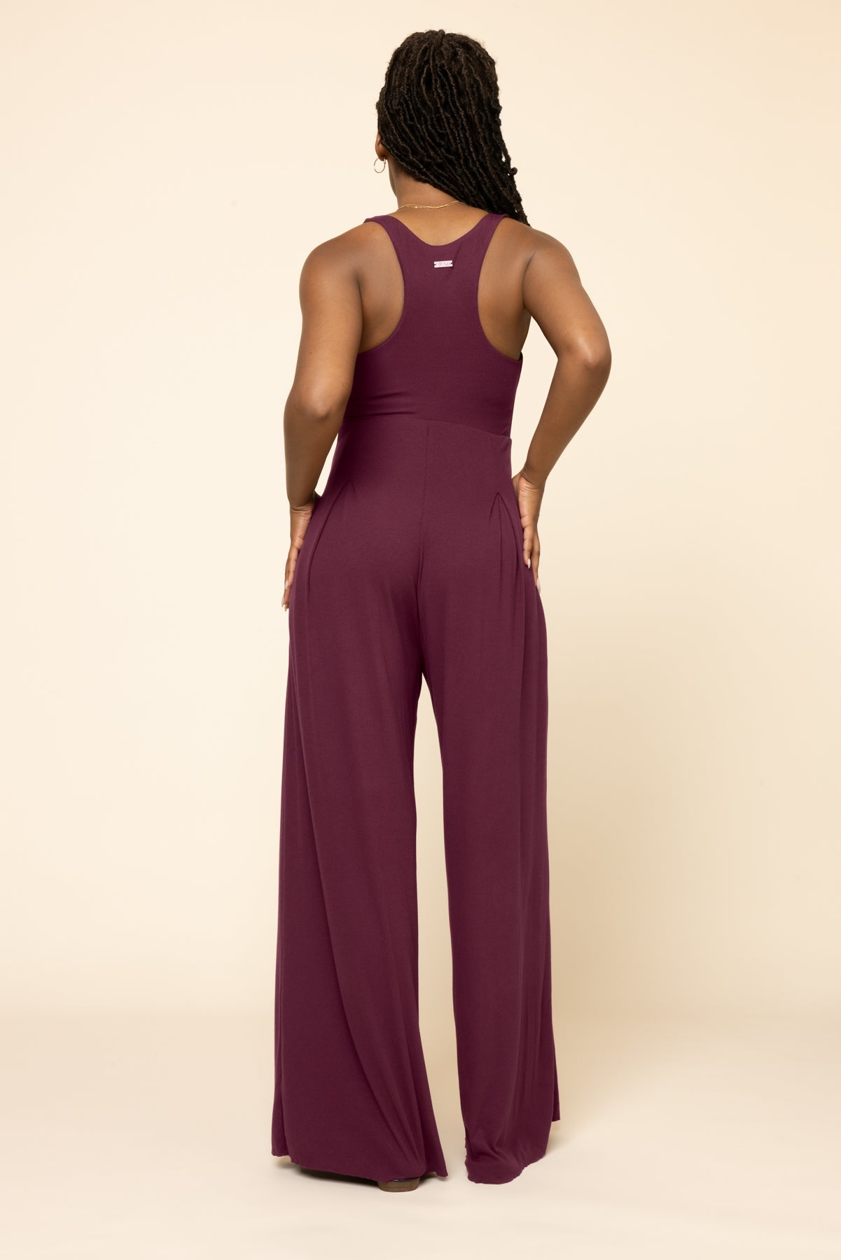 POPFLEX Full Size Go with the Flow Jumpsuit - Vineyard Wine