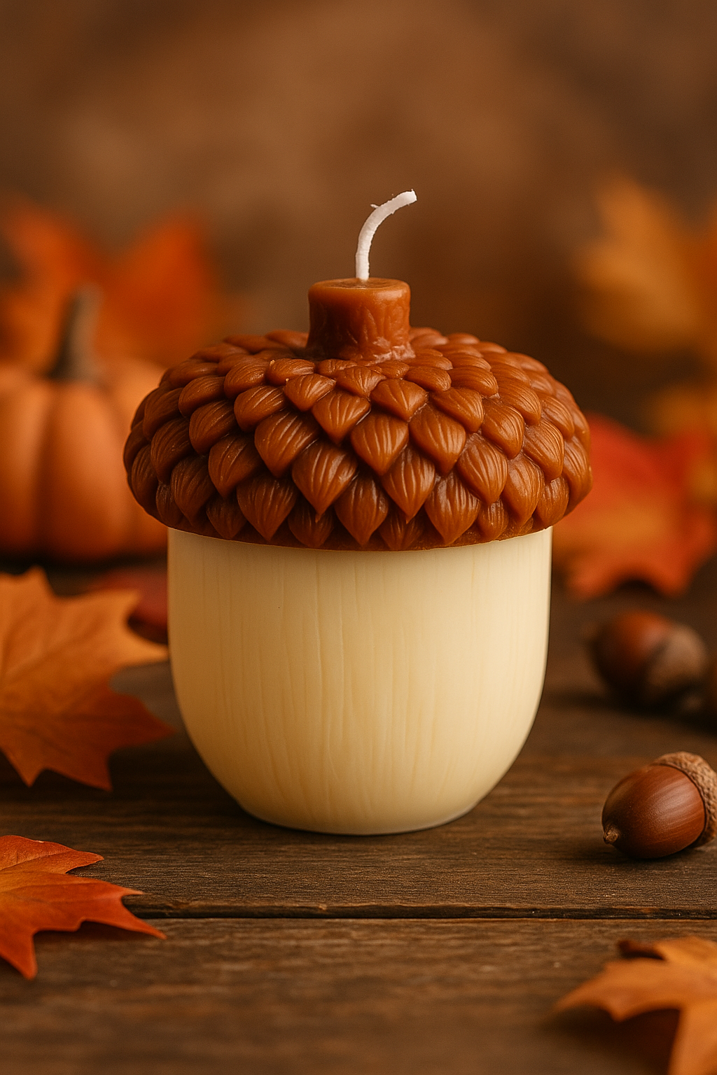 Acorn Sculpture Candle – Hand-Poured Soy Wax | Rustic Fall Decor