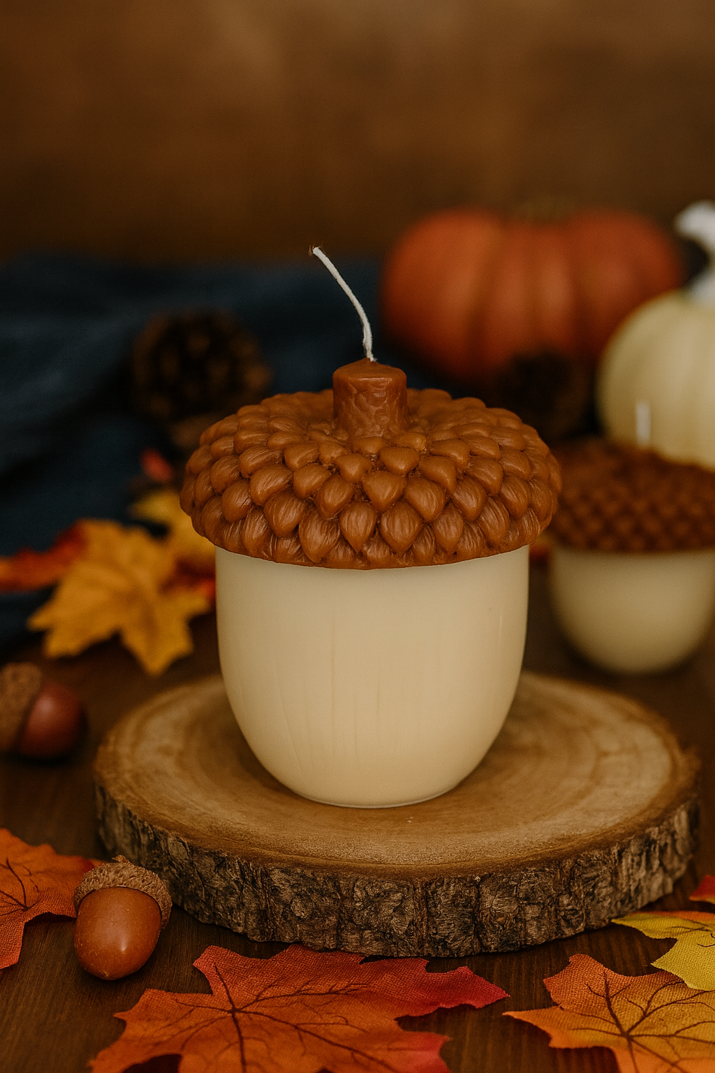 Acorn Sculpture Candle – Hand-Poured Soy Wax | Rustic Fall Decor