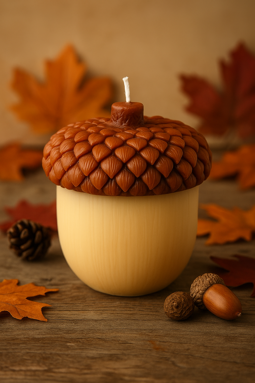 Acorn Sculpture Candle – Hand-Poured Soy Wax | Rustic Fall Decor