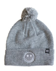 Heather Grey Smiley Pom Pom Hat