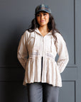 Hometown Cream Lace Peplum Zip-Up Hoodie