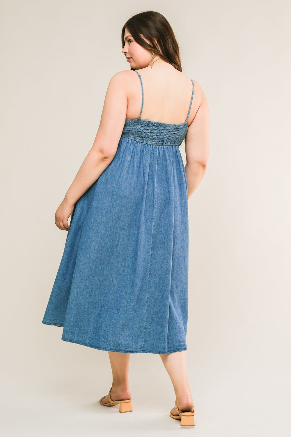 Flying Tomato Captivating Heart Denim Midi Dress