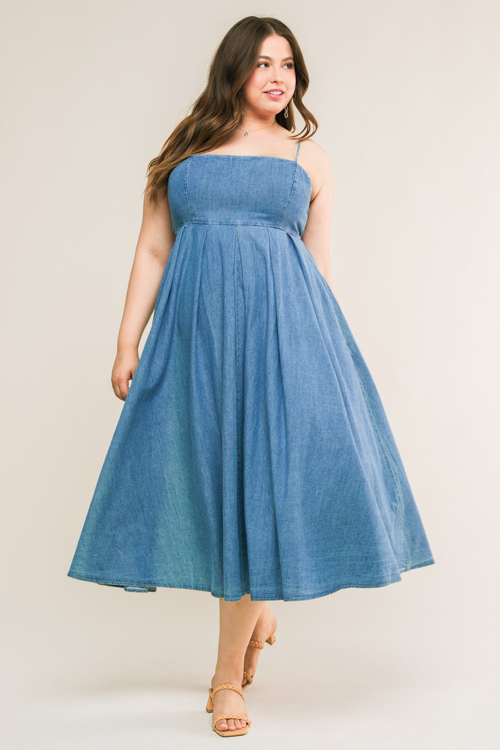 Flying Tomato Captivating Heart Denim Midi Dress