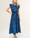 Flying Tomato Fan Favorite Woven Denim Midi Dress