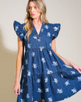 Flying Tomato Romantically Entangled Denim Mini Dress