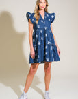 Flying Tomato Romantically Entangled Denim Mini Dress