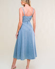 Flying Tomato Gorgeous Adornment Denim Midi Dress