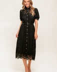 Timid to Tenacious Woven Lace Shirt Dress