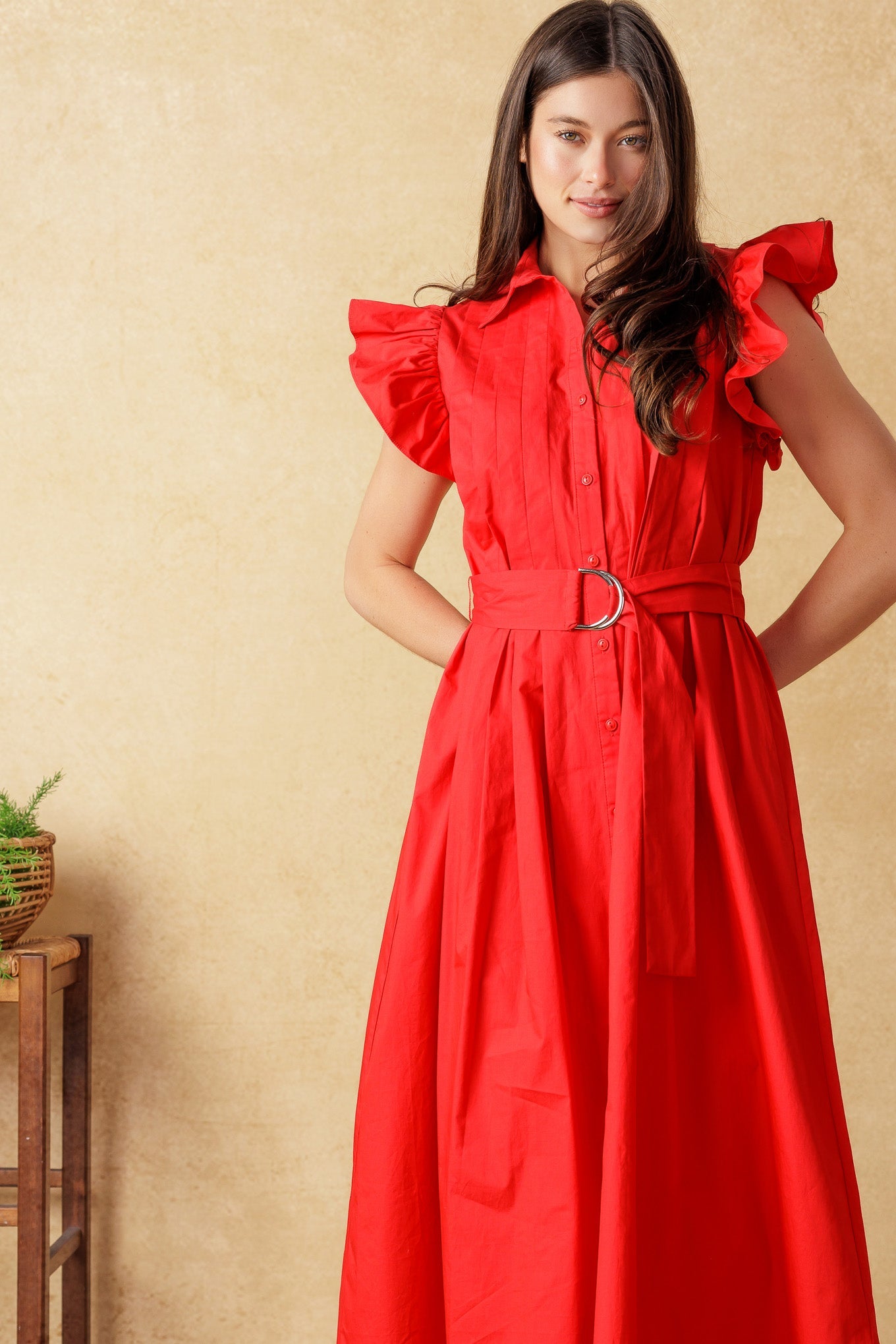 Flying Tomato Glimpse In Time Woven Midi Dress