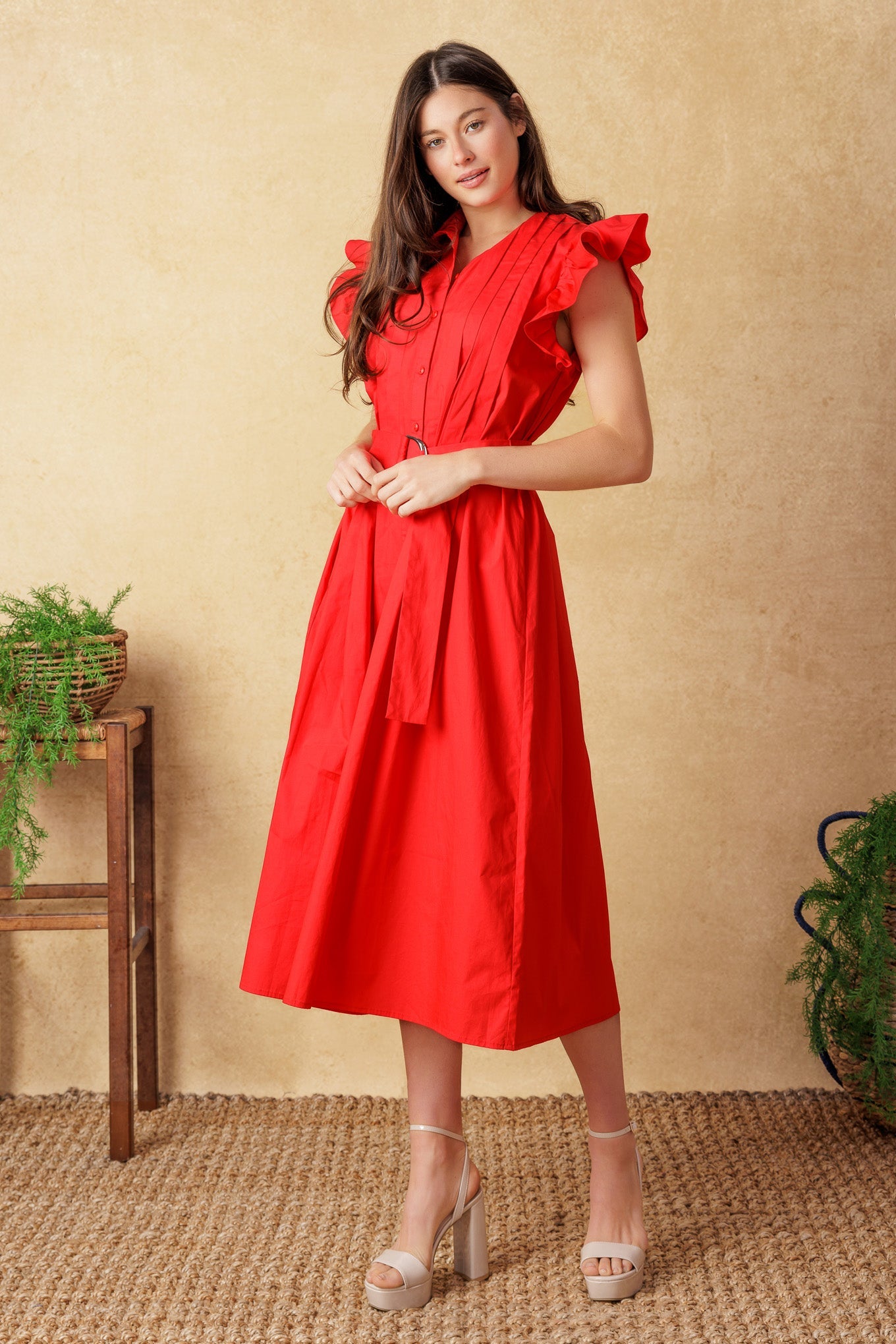 Flying Tomato Glimpse In Time Woven Midi Dress