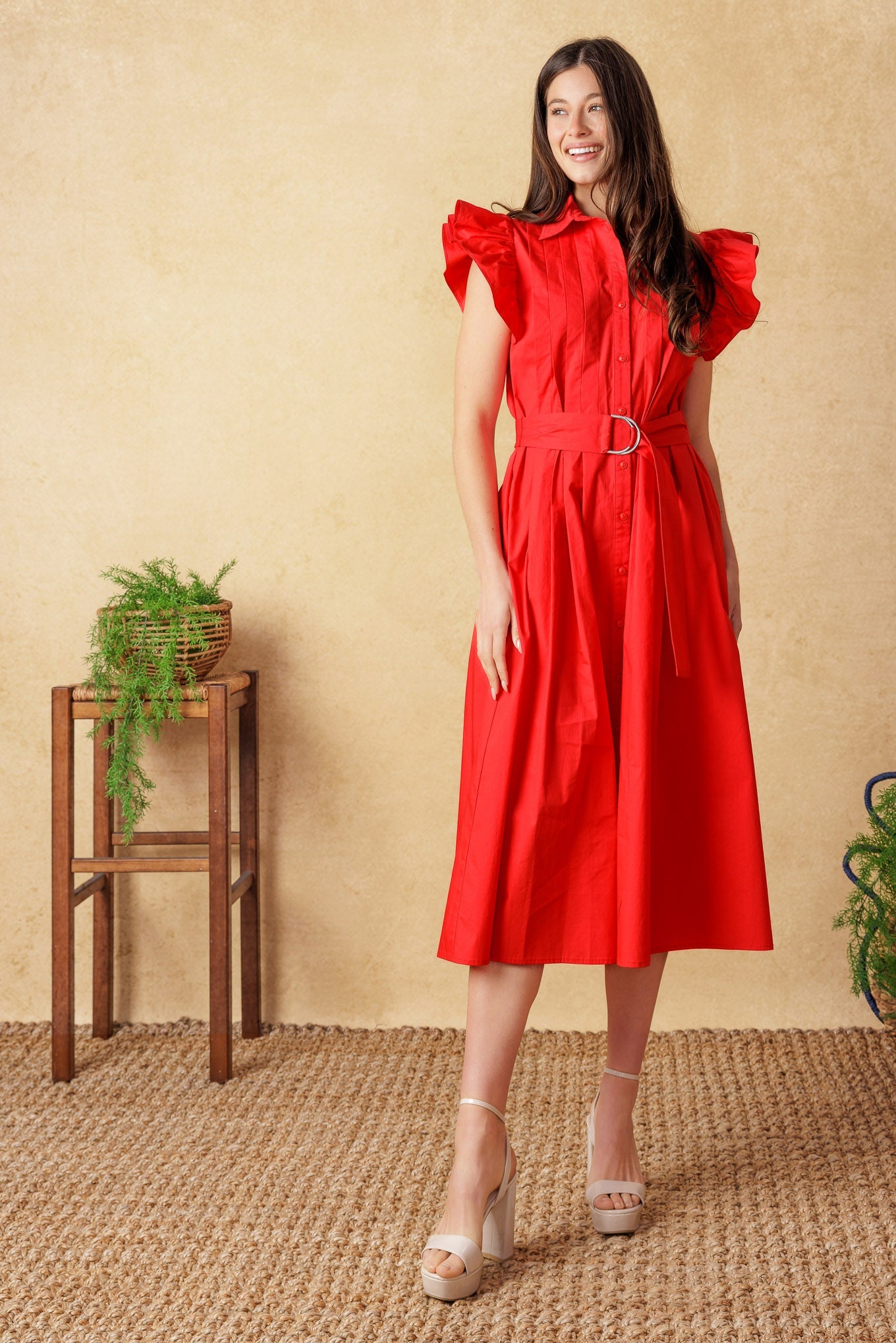 Flying Tomato Glimpse In Time Woven Midi Dress