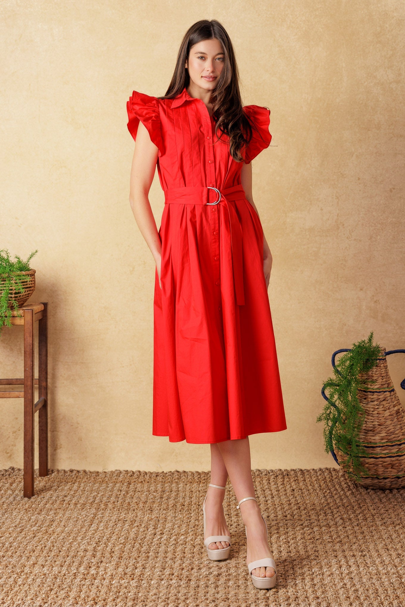 Flying Tomato Glimpse In Time Woven Midi Dress