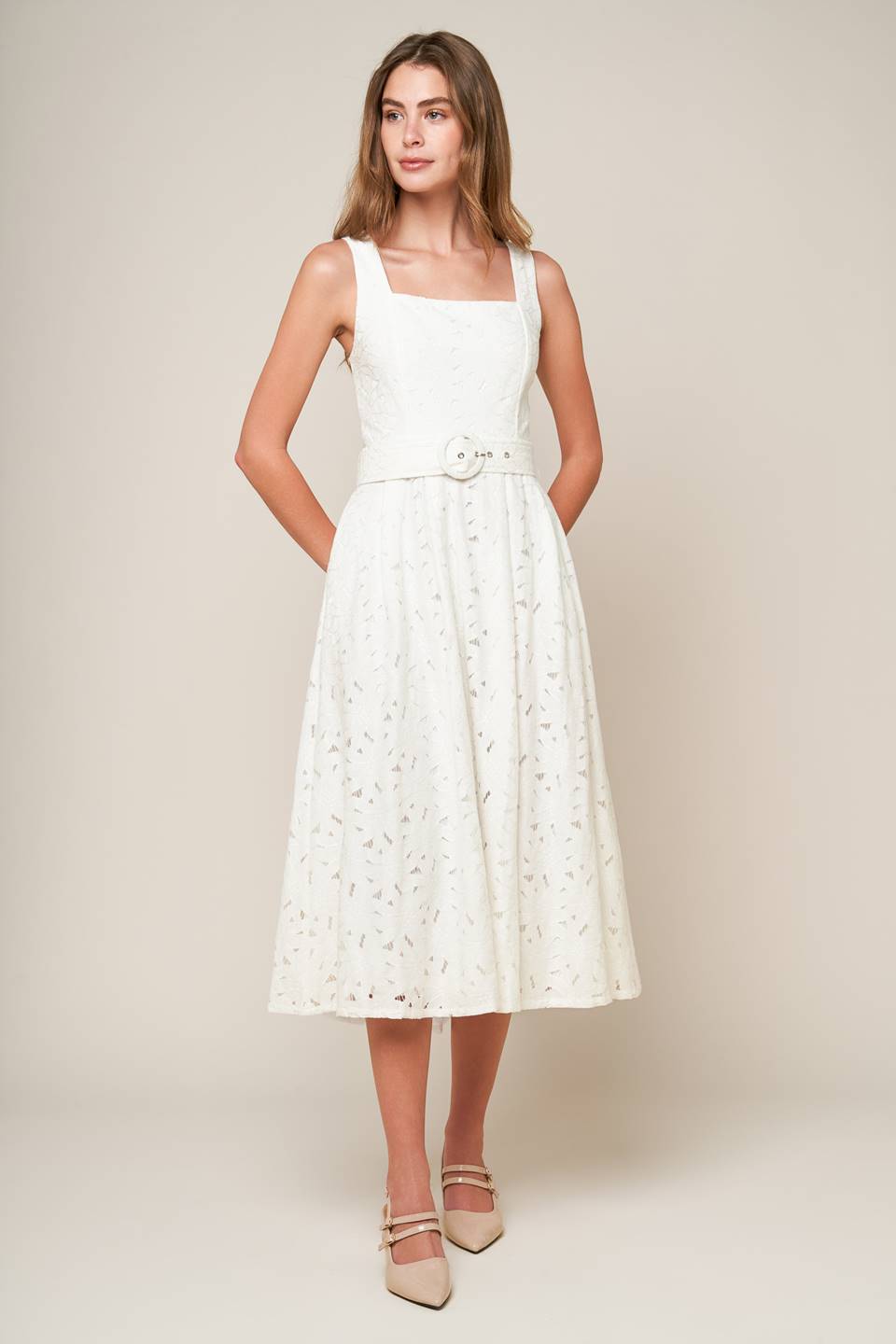 Flying Tomato Daffodil &amp; Daydreams Woven Lace Midi Dress