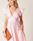 Flying Tomato Cherry Blossom Pink Woven Midi Dress