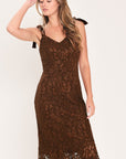 Flying Tomato | Autumn Romance Chestnut Lace Midi Dress