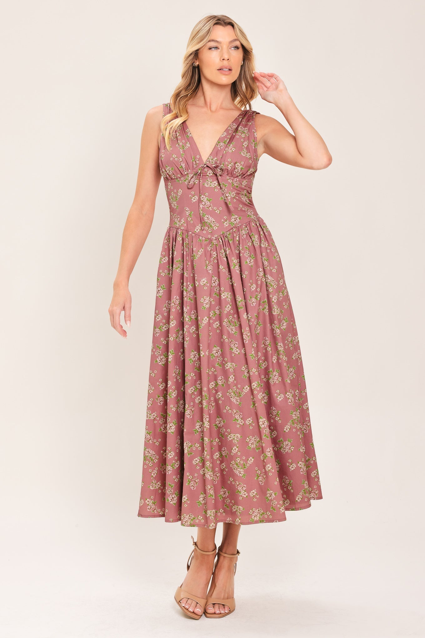 Flying Tomato Garden Party Rose Woven Midi Dress