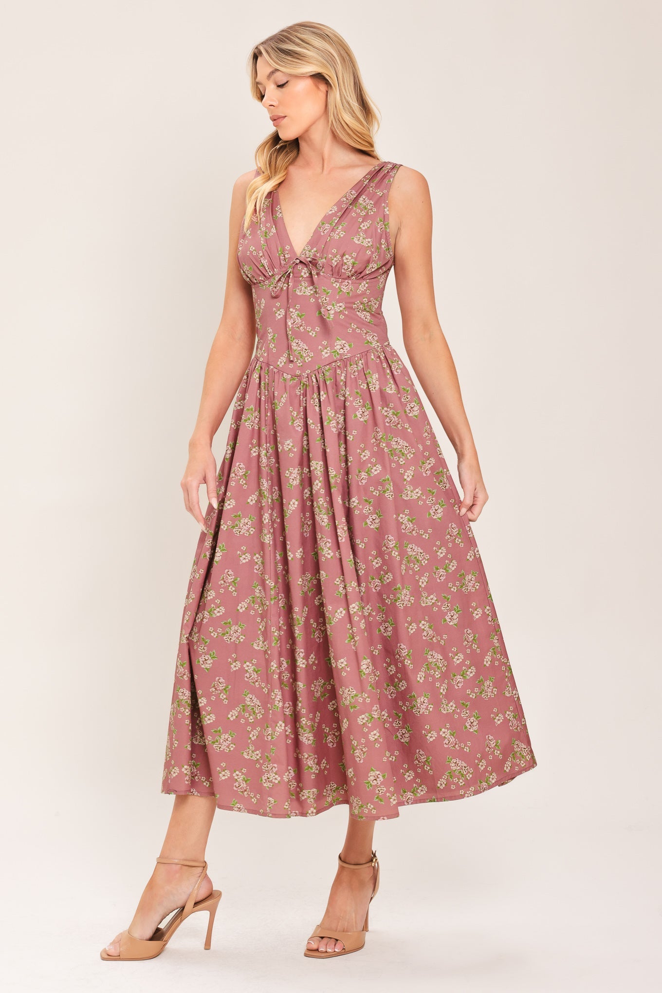 Flying Tomato Garden Party Rose Woven Midi Dress