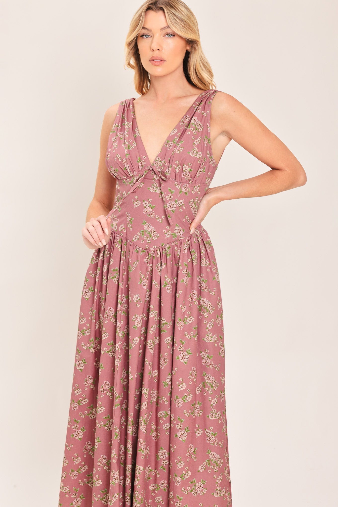 Flying Tomato Garden Party Rose Woven Midi Dress