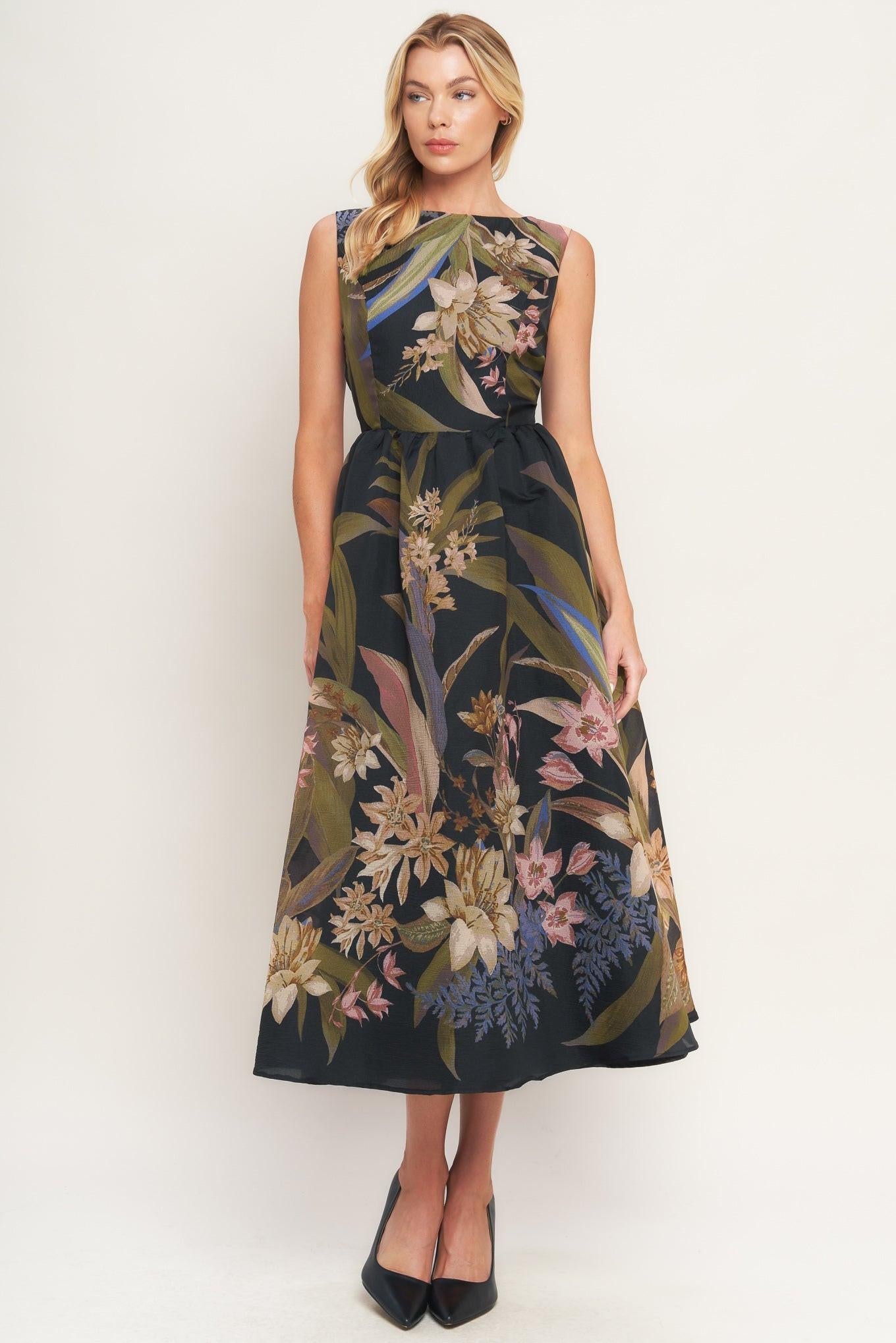 Flying Tomato | Foliage Whisper Floral Midi Dress