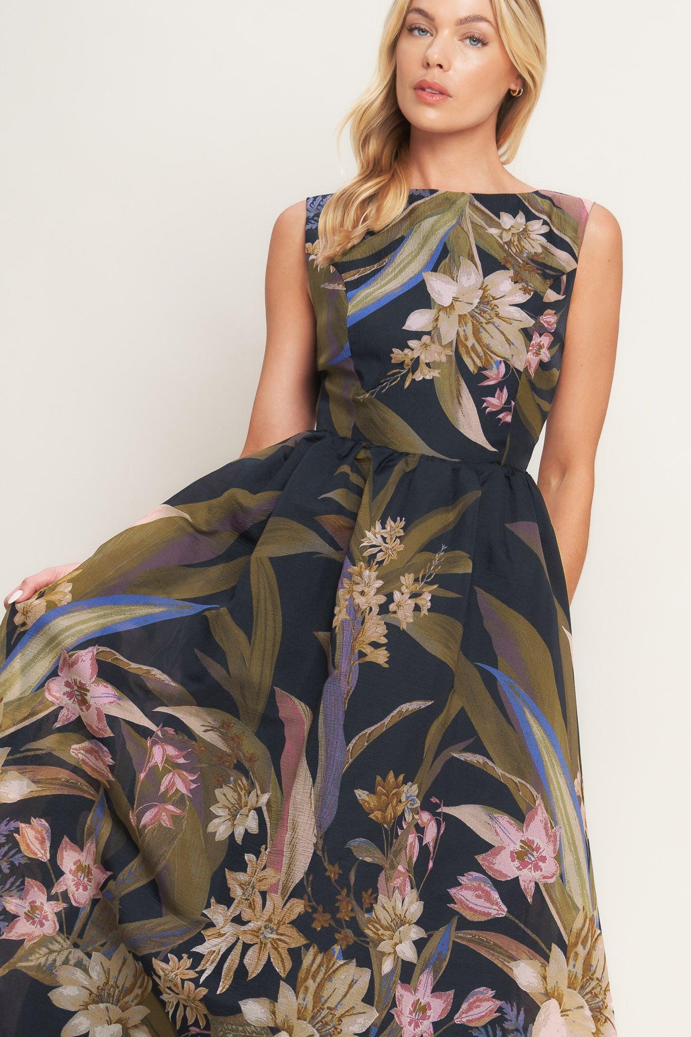 Flying Tomato | Foliage Whisper Floral Midi Dress