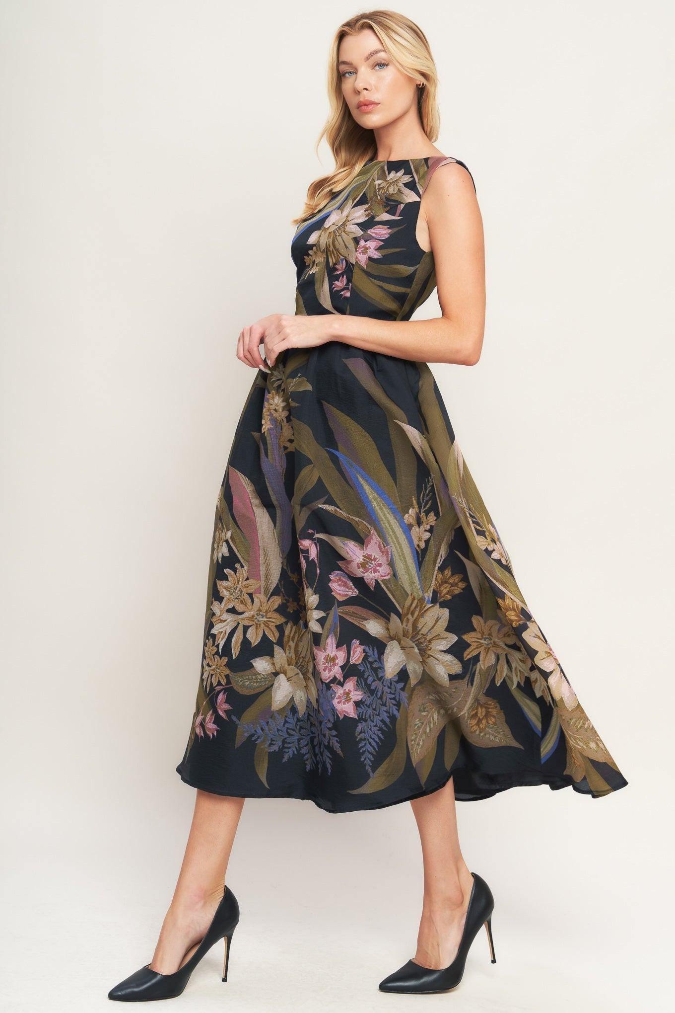 Flying Tomato | Foliage Whisper Floral Midi Dress