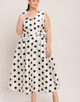 CAFÉ Noir Polka Woven Midi Dress
