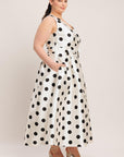 CAFÉ Noir Polka Woven Midi Dress