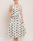 CAFÉ Noir Polka Woven Midi Dress