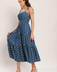 Nautical Dot Denim Midi Dress