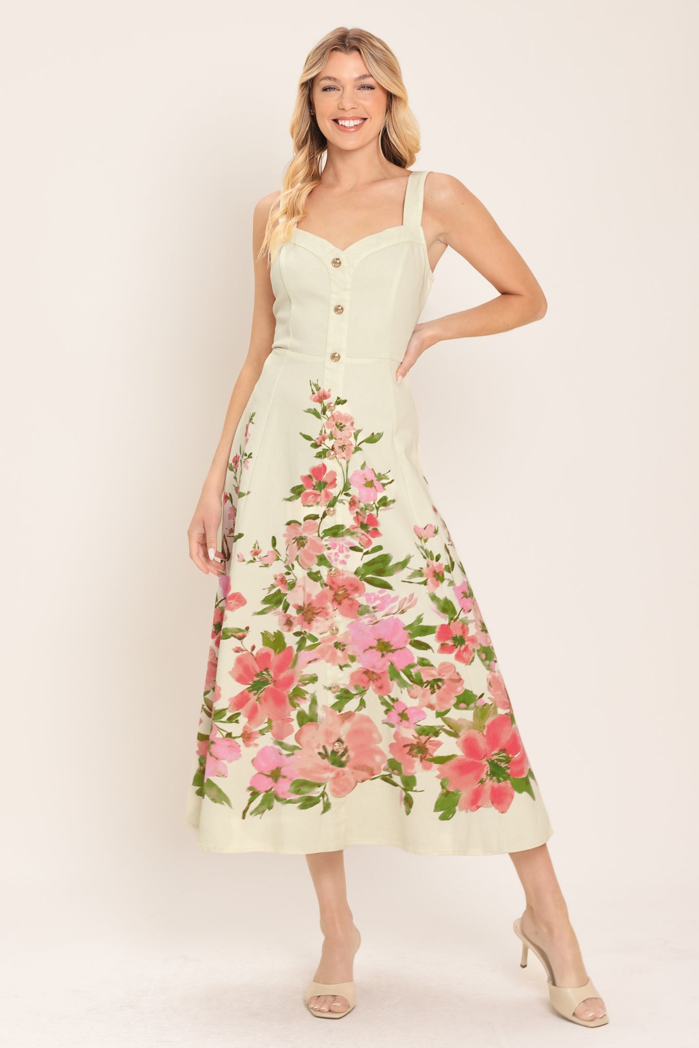 Flying Tomato Blossom Whisper Woven Midi Dress