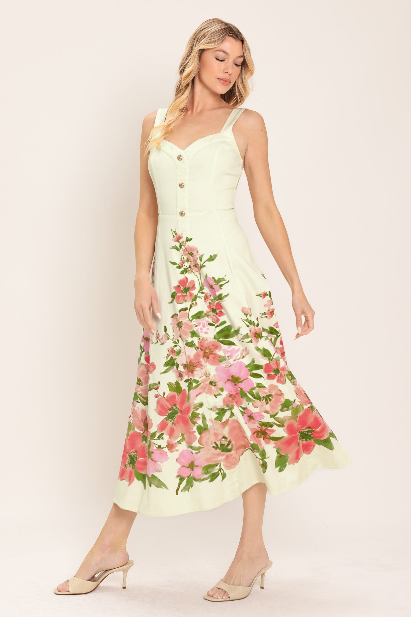 Flying Tomato Blossom Whisper Woven Midi Dress