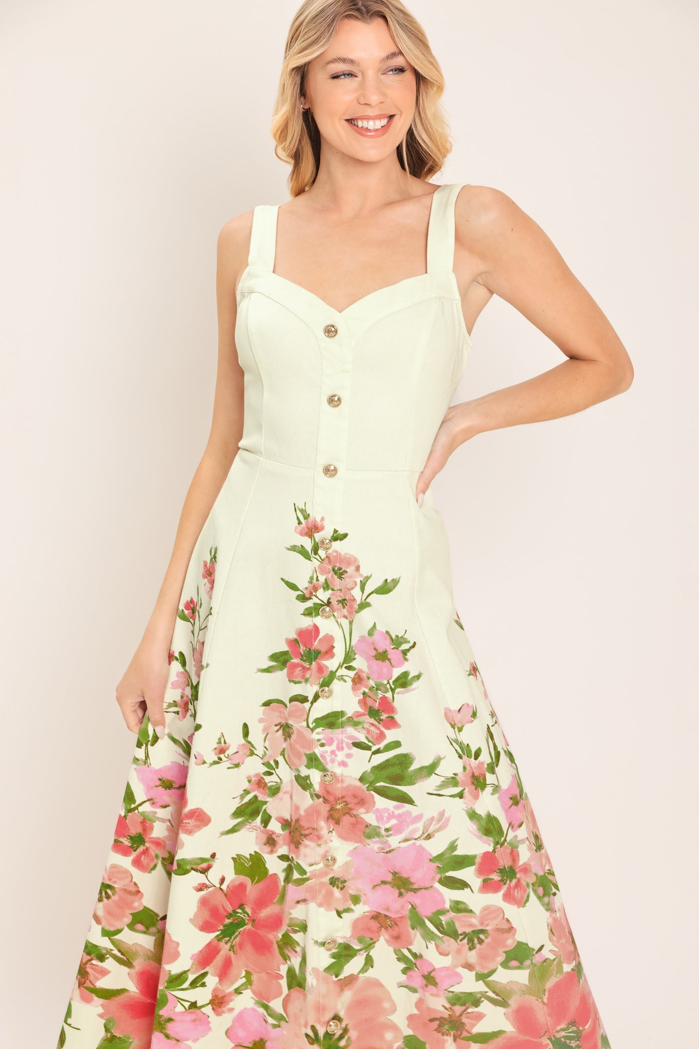 Flying Tomato Blossom Whisper Woven Midi Dress