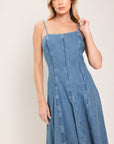 Indigo Whisper Denim Midi Dress