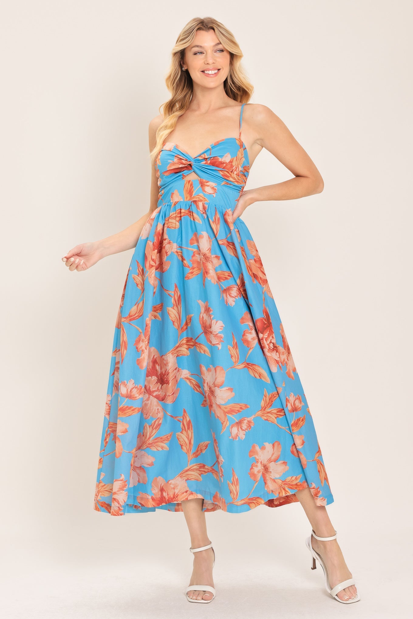 LAGOON ROMANCE WOVEN MIDI DRESS l FLYING TOMATO SKY BLUE / M