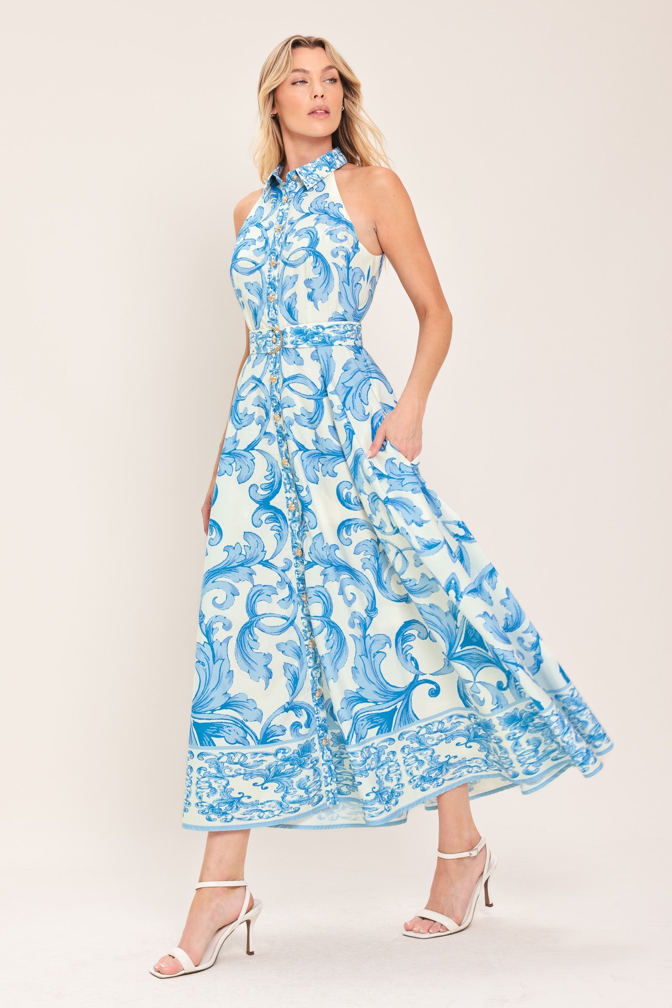 Blue Chateau Woven Floral Maxi Dress