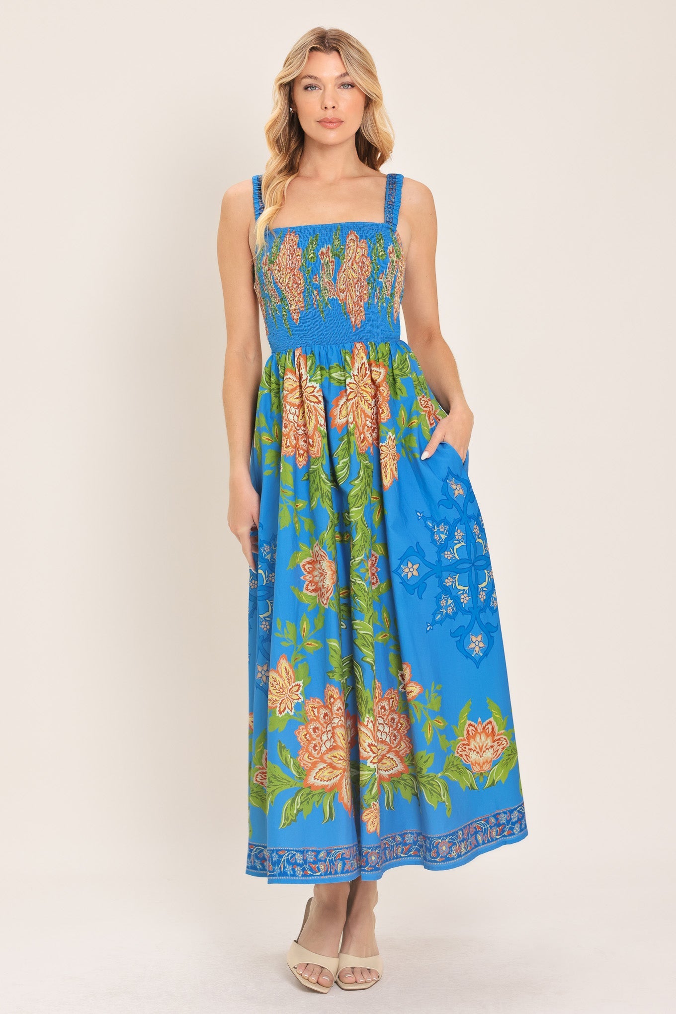 Flying Tomato Springtime in Paris Woven Midi Dress