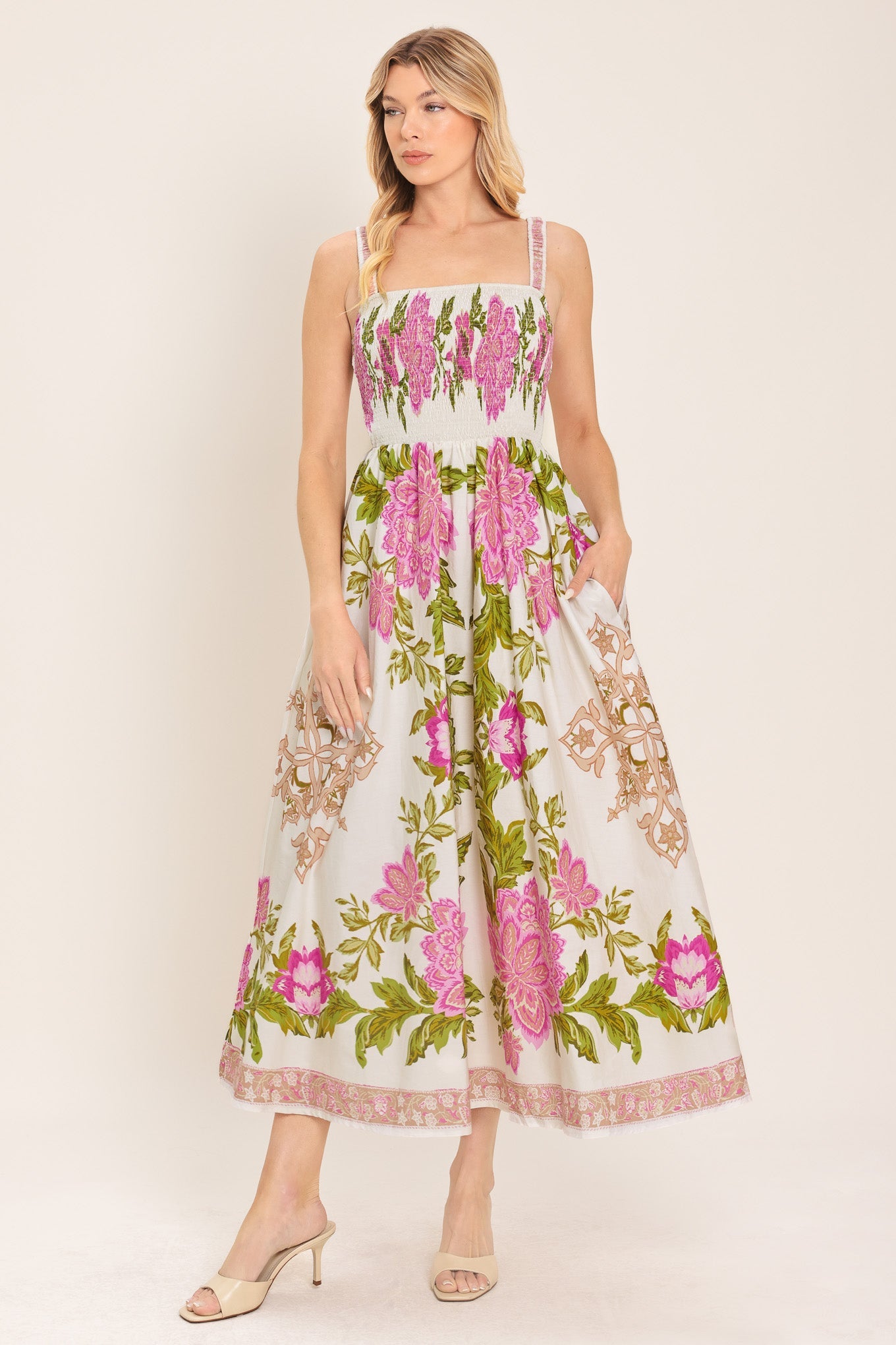 Flying Tomato Springtime in Paris Woven Midi Dress