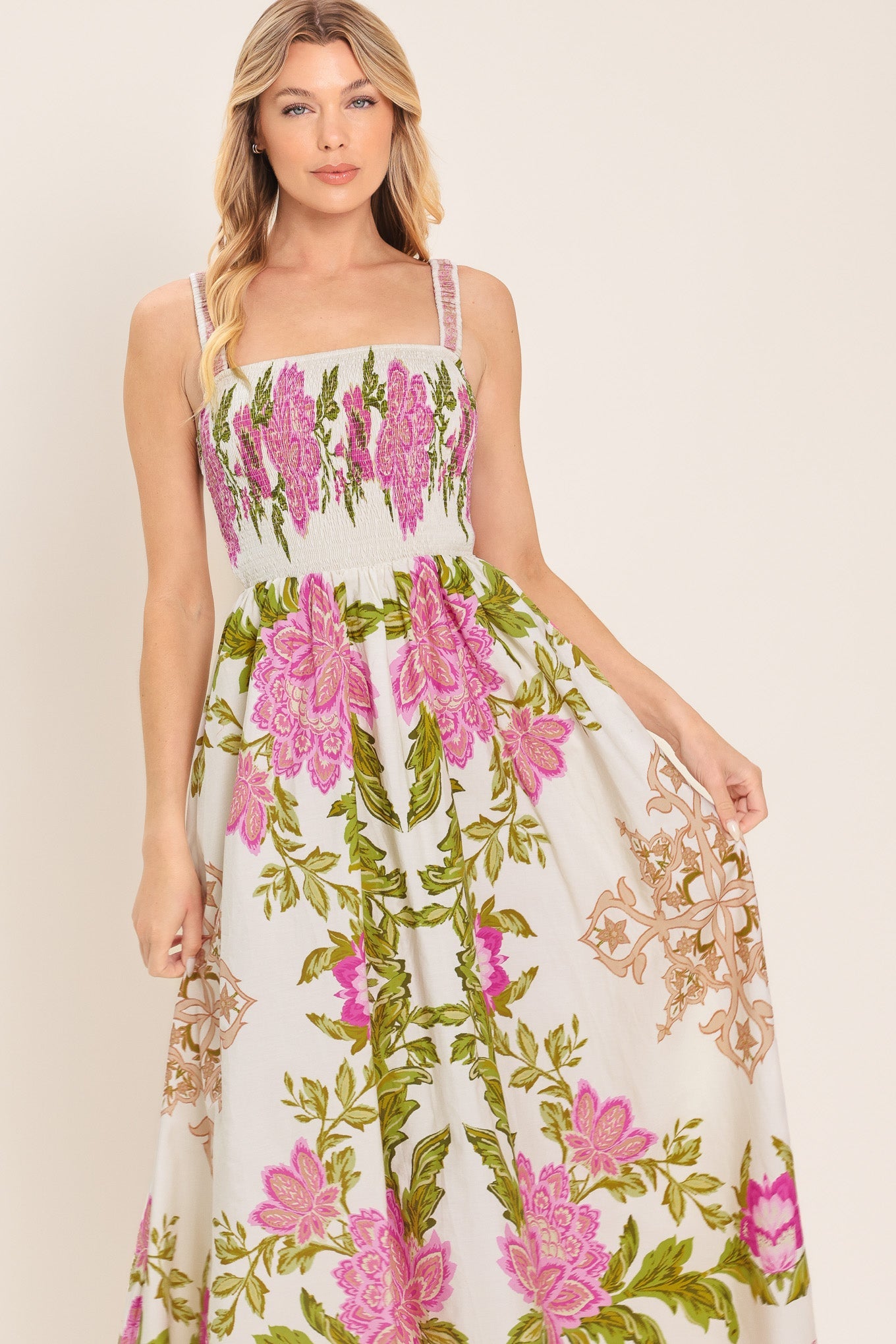 Flying Tomato Springtime in Paris Woven Midi Dress