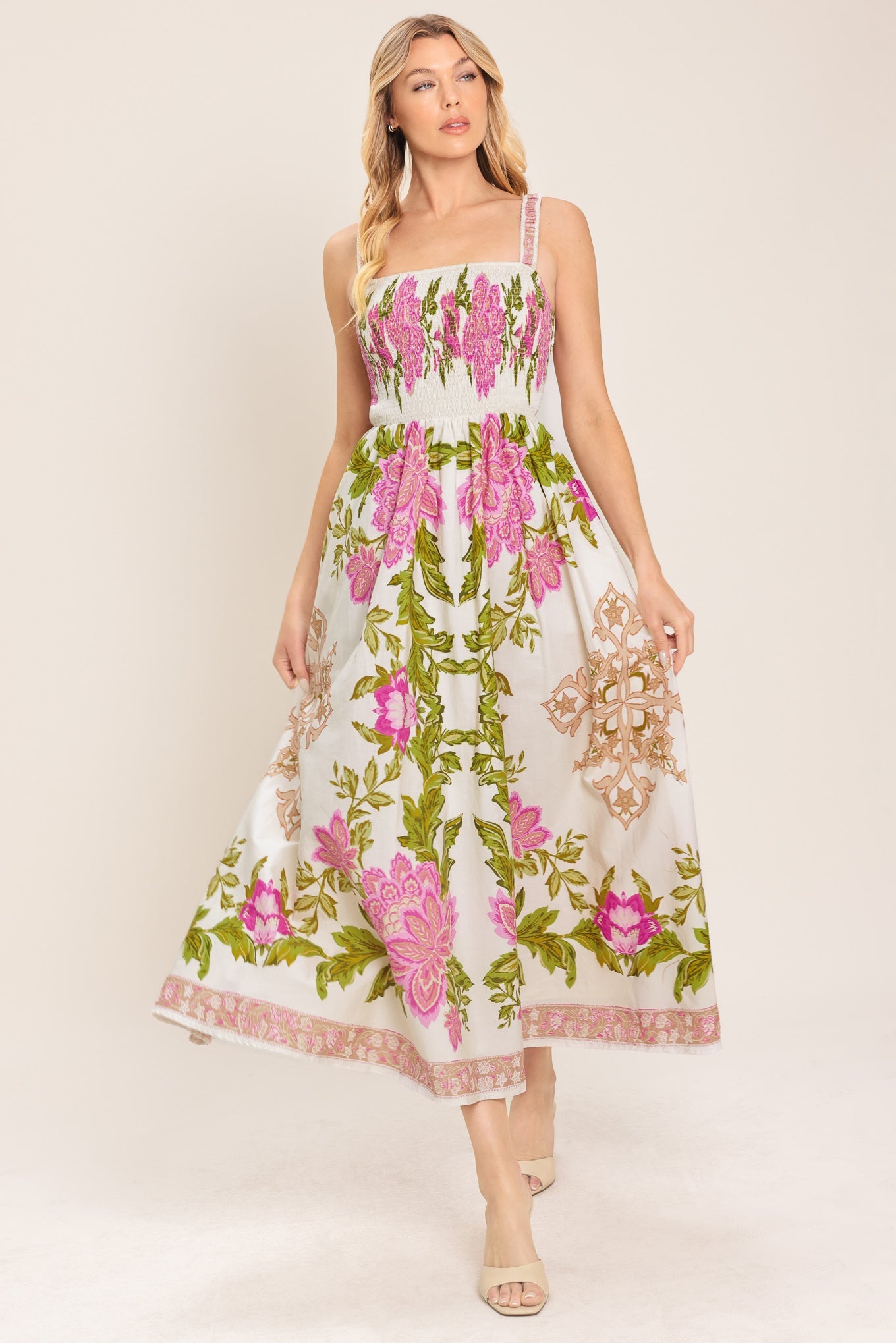 Flying Tomato Springtime in Paris Woven Midi Dress