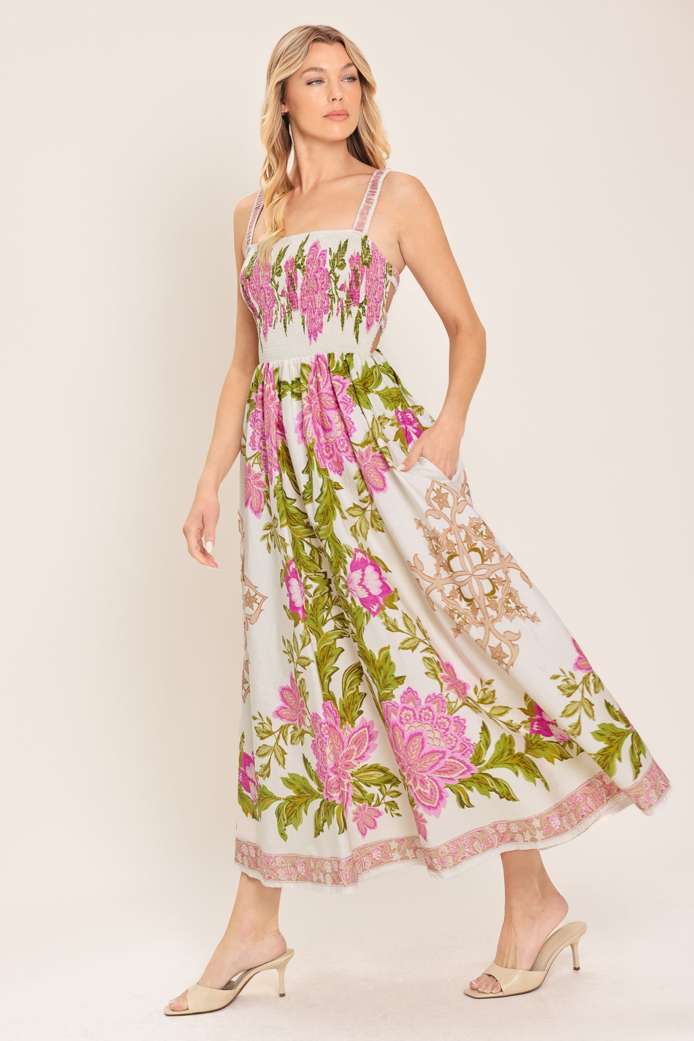 Flying Tomato Springtime in Paris Woven Midi Dress