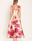 Soft Satin Floral Woven Midi Dress